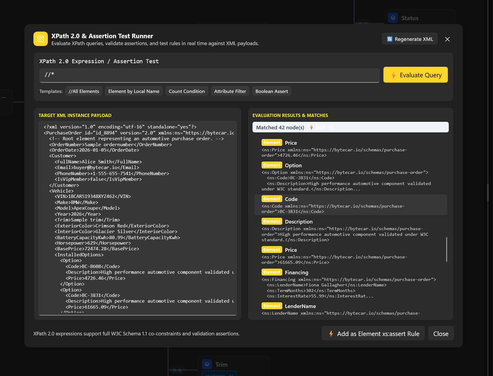 XPath 2.0 and Assertion Test Runner